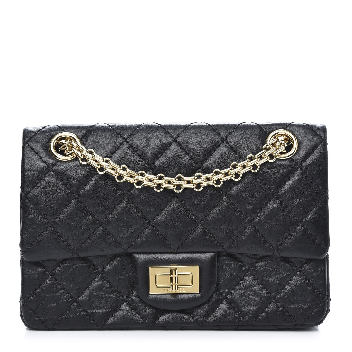 Aged Calfskin Quilted 2.55 Reissue Mini Flap Black