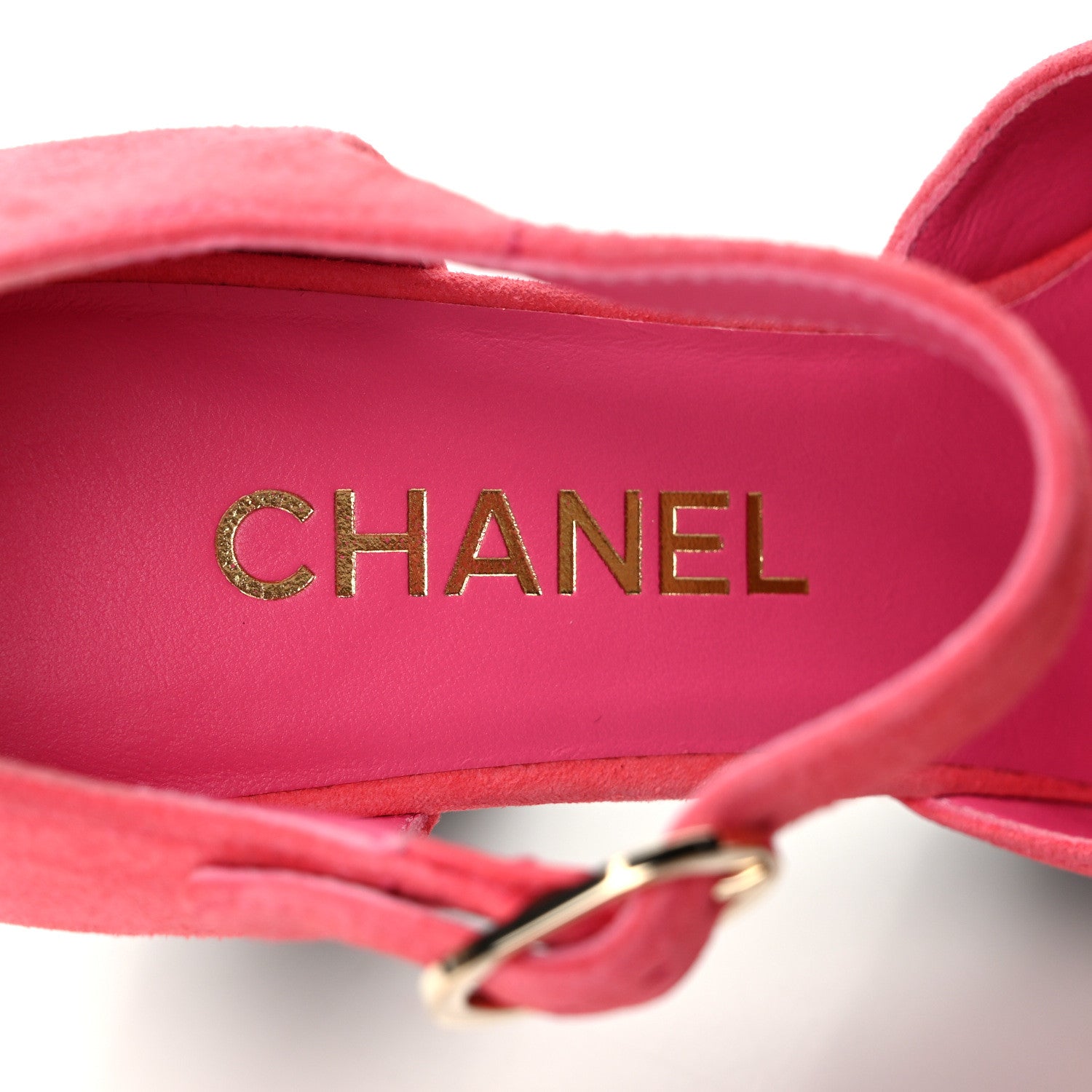 Chanel Patent Suede CC Platform Pumps 37.5 Dark Pink Black 7 of 9