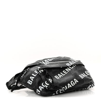 Balenciaga Coated Canvas BB Monogram Allover Logo Medium Signature Beltpack Black Grey White Black Grey White 3 of 9