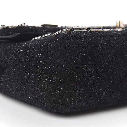 Chanel Tweed Lambskin Charms Embroidered Medium Double Flap Black 16 of 19