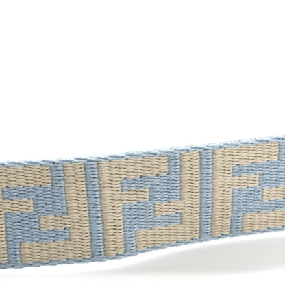 Fendi Jacquard Ribbon Vitello King FF Bi-Color Intreccio Adjustable Strap You Azzurro Baby Latte 6 of 6