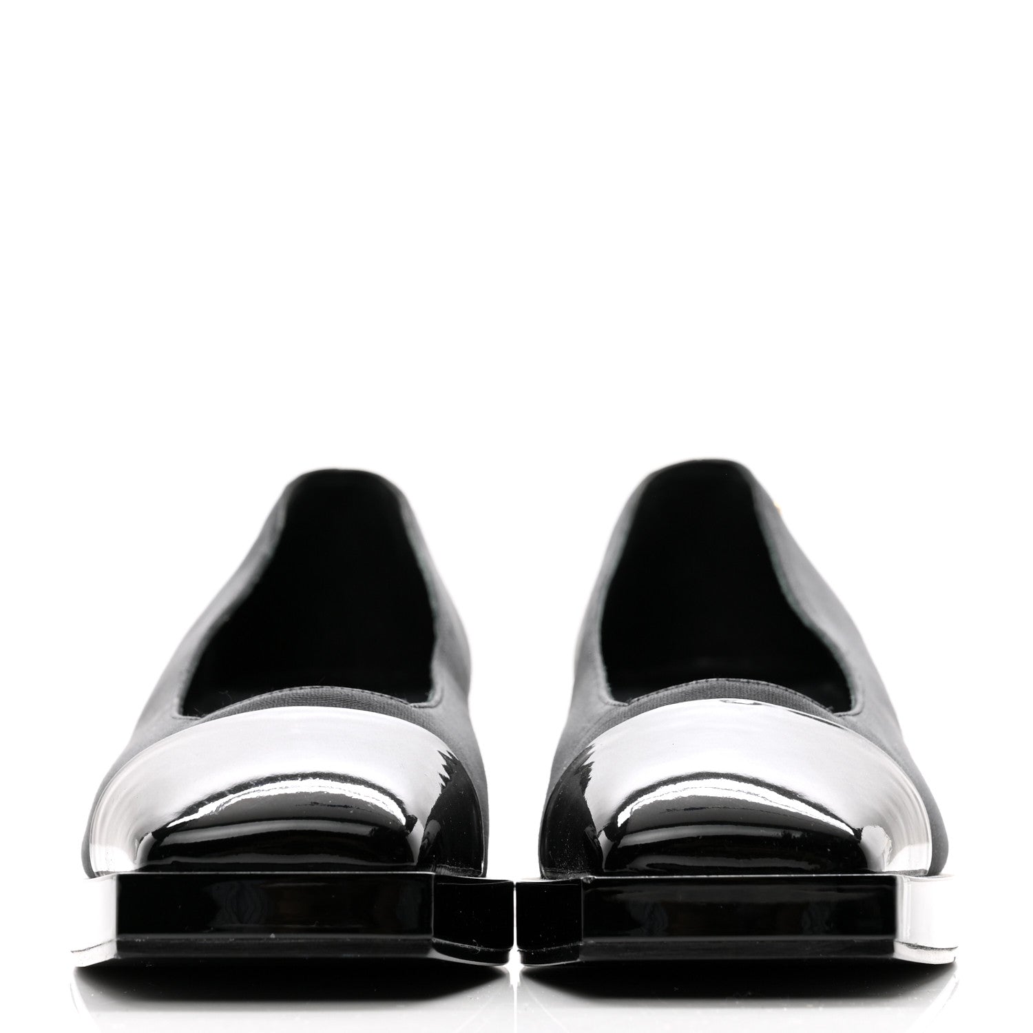 Chanel Grosgrain Patent Cap Toe CC Pumps 39.5 Black 2 of 9