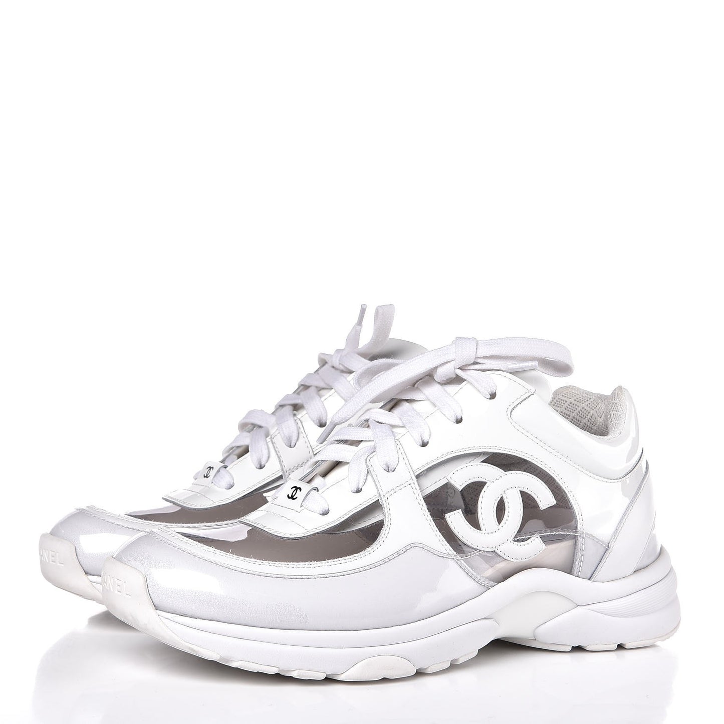 Calfskin Patent Transparent Sneakers 38 White