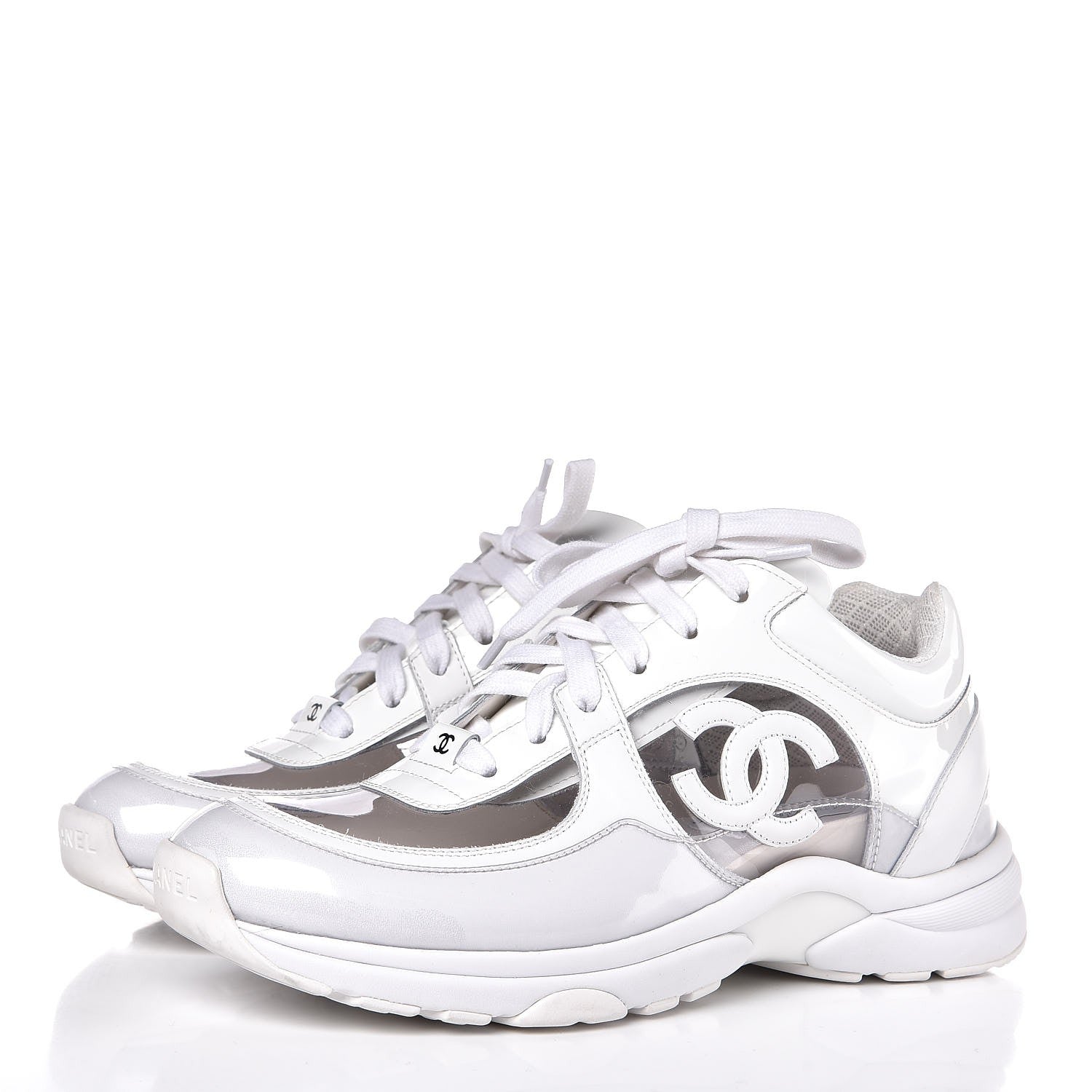Chanel Calfskin Patent Transparent Sneakers 38 White 3 of 8