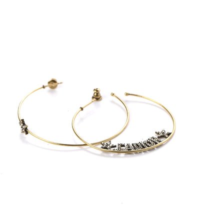 Christian Dior Metal Crystal J'Adior Hoop Earrings Aged Gold 3 of 4