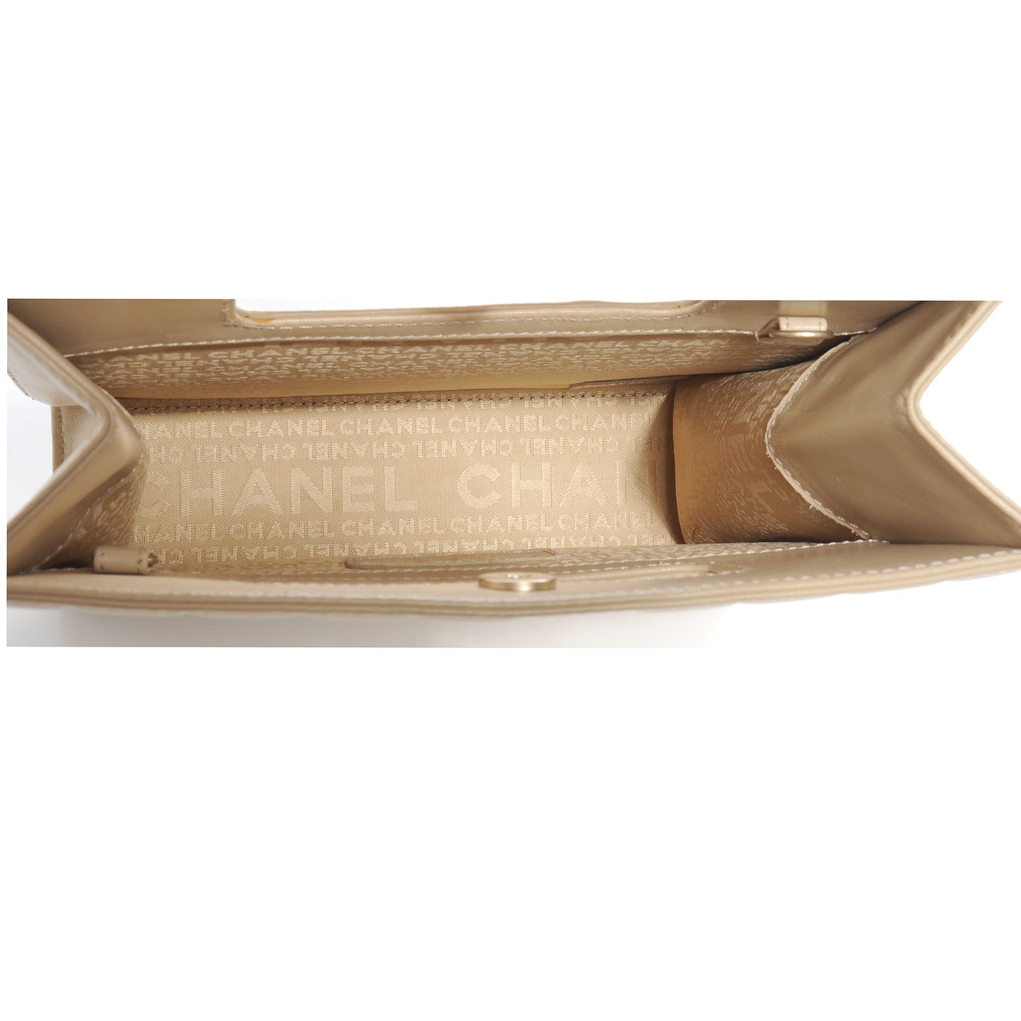 Lambskin Chocolate Bar Quilted Evening Bag Beige