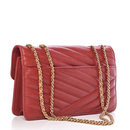 Chanel Calfskin Chevron Quilted Gabrielle Flap Red 3 of 10