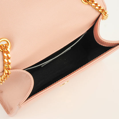 Saint Laurent Grain De Poudre Small Classic Monogram Satchel Pale Pink 2 of 8
