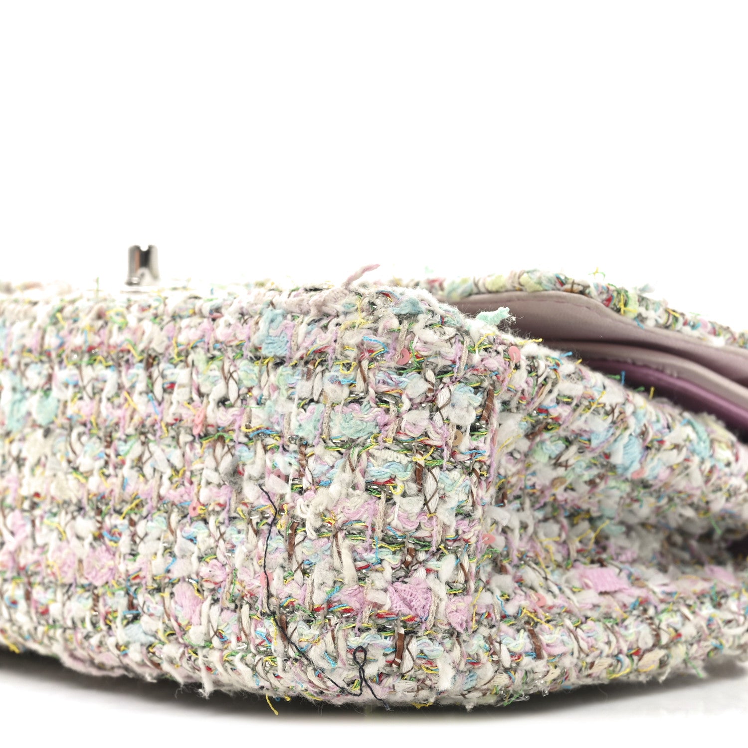 Chanel Tweed Quilted Medium Double Flap Light Pink Multicolor 10 of 13