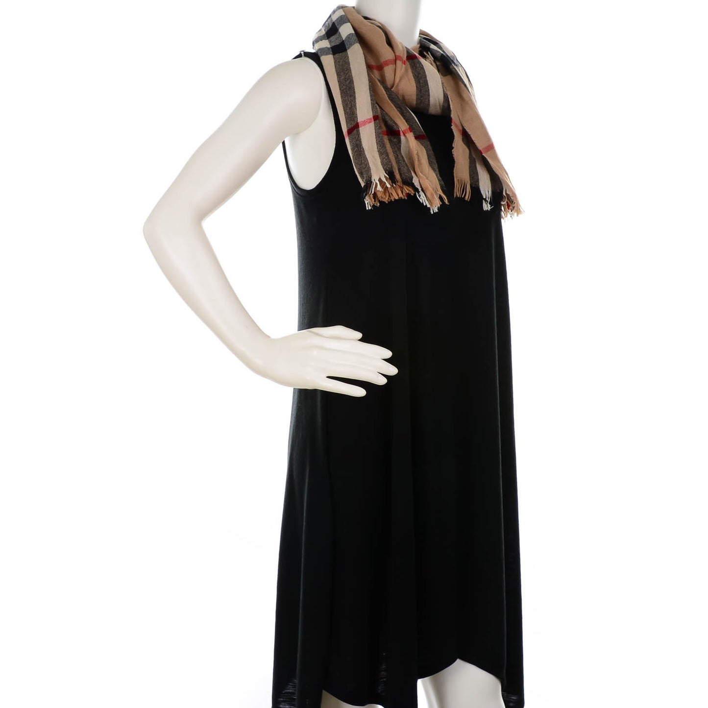 Wool Cashmere Giant Check Crinkle Scarf Camel