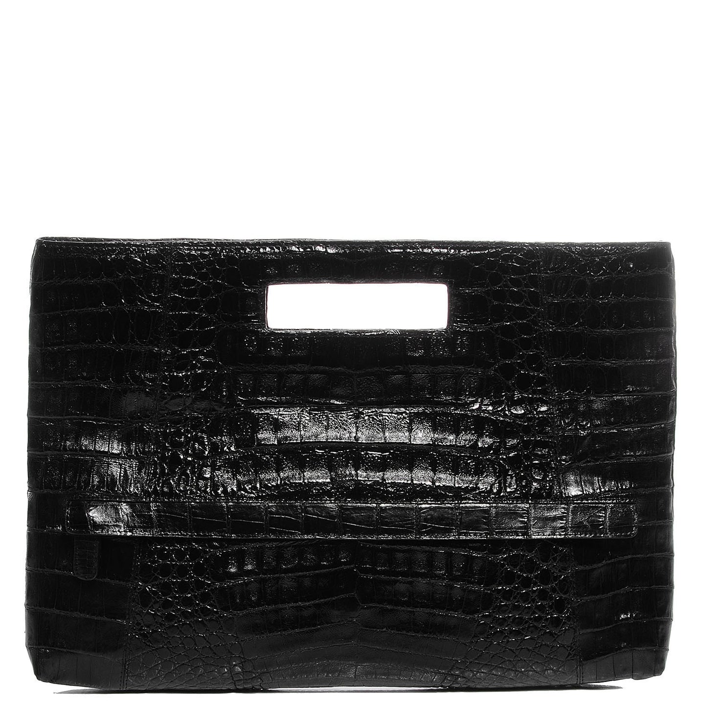 Crocodile Envelope Convertible Clutch Black