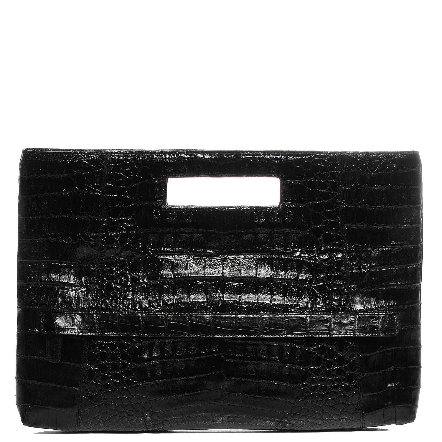 Nancy Gonzalez Crocodile Envelope Convertible Clutch Black 1 of 8