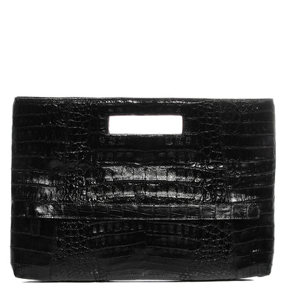 Nancy Gonzalez Crocodile Envelope Convertible Clutch Black 1 of 8