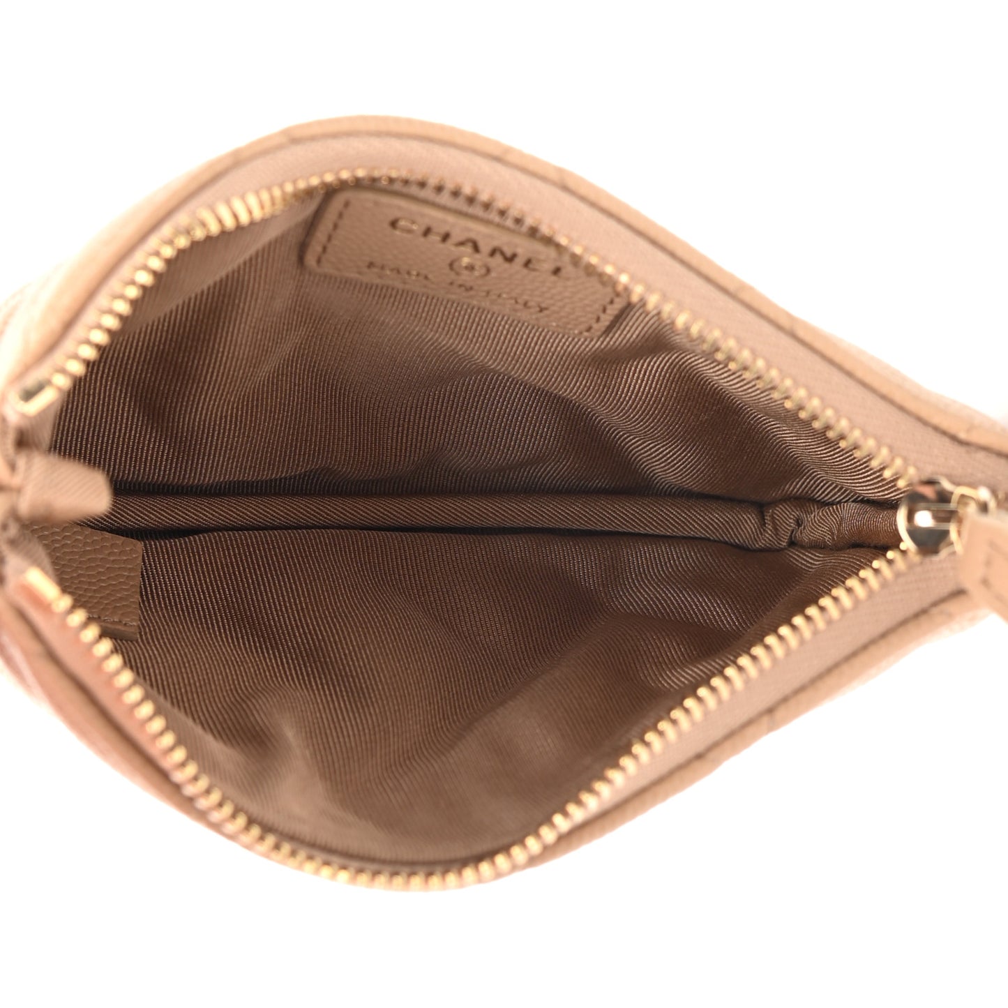 Caviar Quilted Small Cosmetic Case Beige