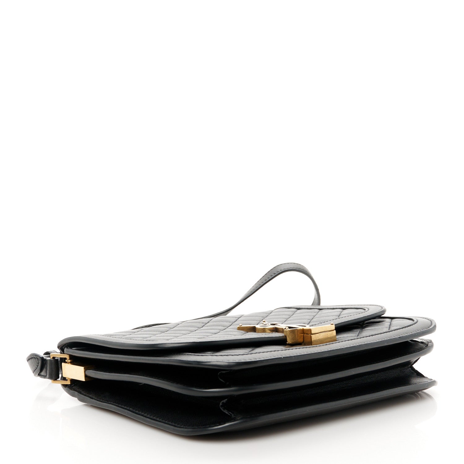 Saint Laurent Lambskin Quilted Monogram Medium Solferino Satchel Black 4 of 11