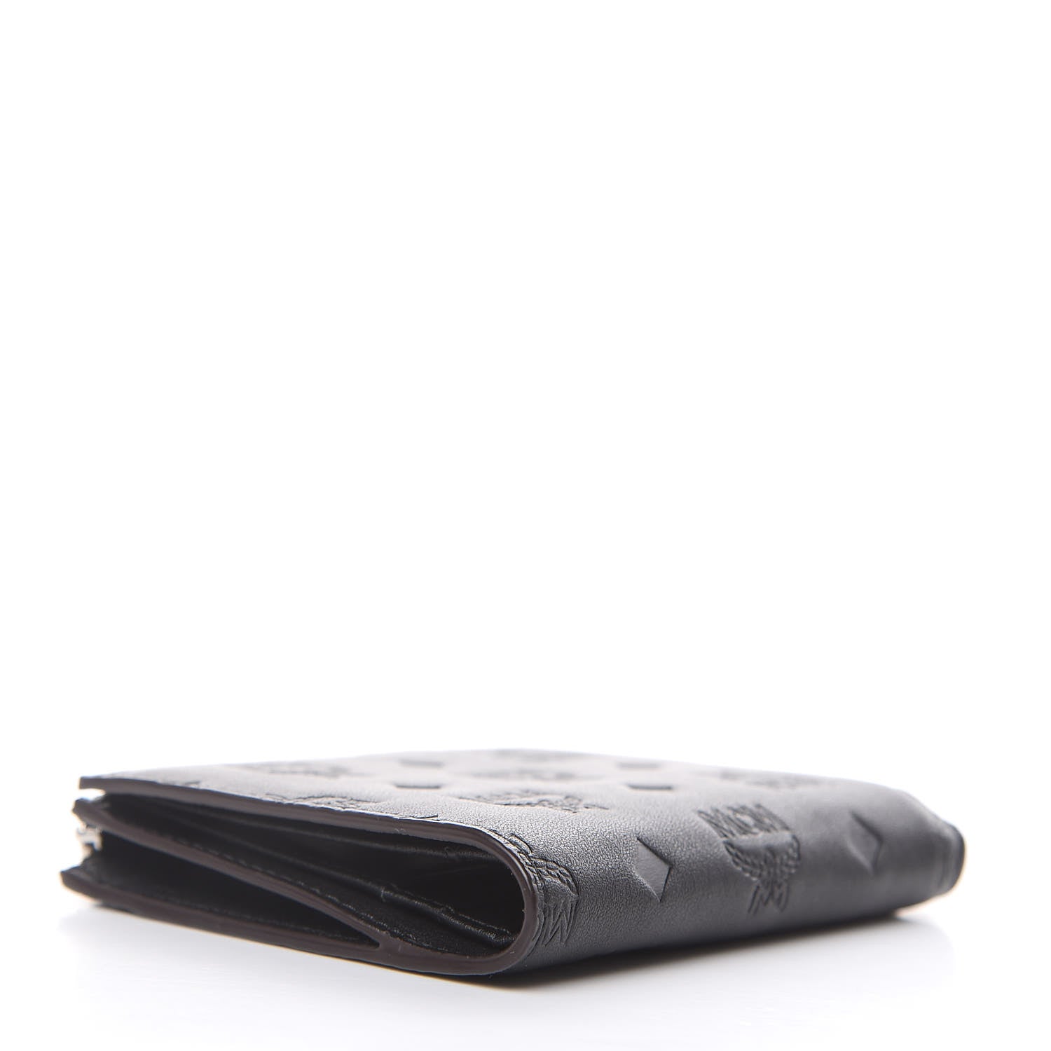 MCM Calfskin Ottomar Monogram Mini Two Fold Klara Wallet Black 4 of 8