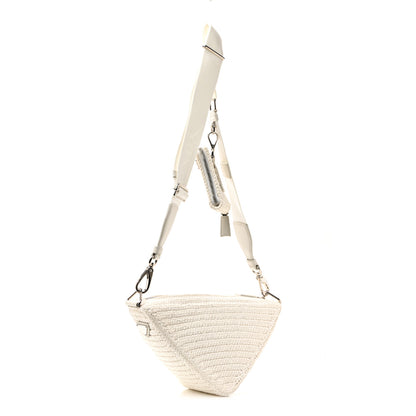 Prada Yarn Raffia Effect Crochet Triangle Shoulder Bag White 3 of 11