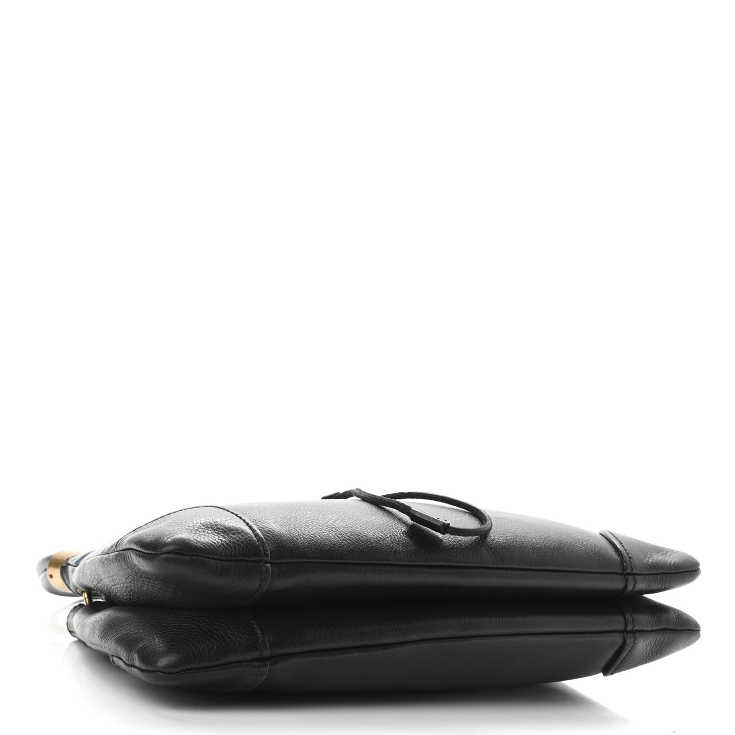 Pebbled Calfskin Drawstring Shoulder Bag Black