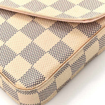 Louis Vuitton Damier Azur Pochette Felicie Chain Wallet Rose Ballerine 17 of 21