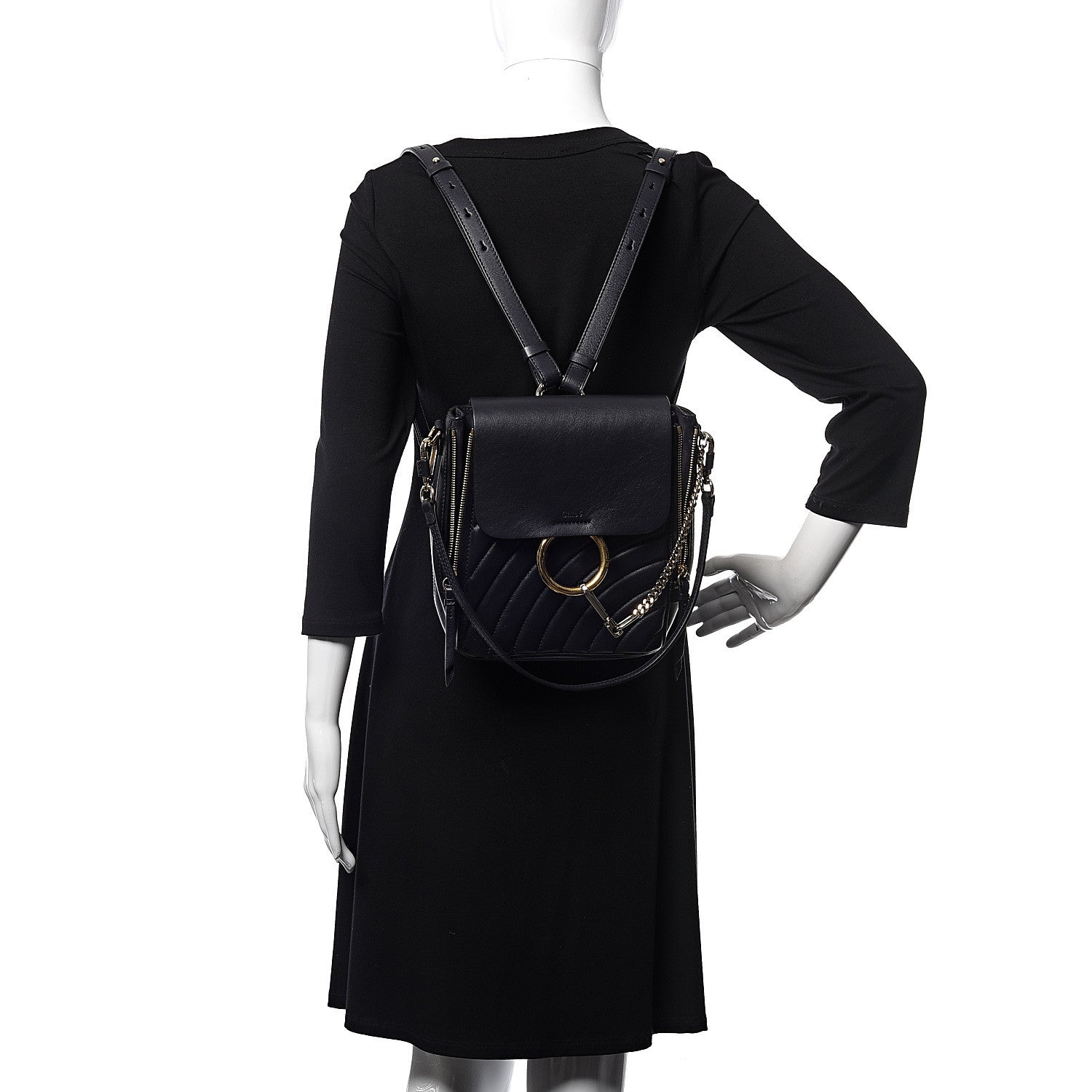 Chloe Calfskin Quilted Medium Faye Backpack Full Blue 2 of 11