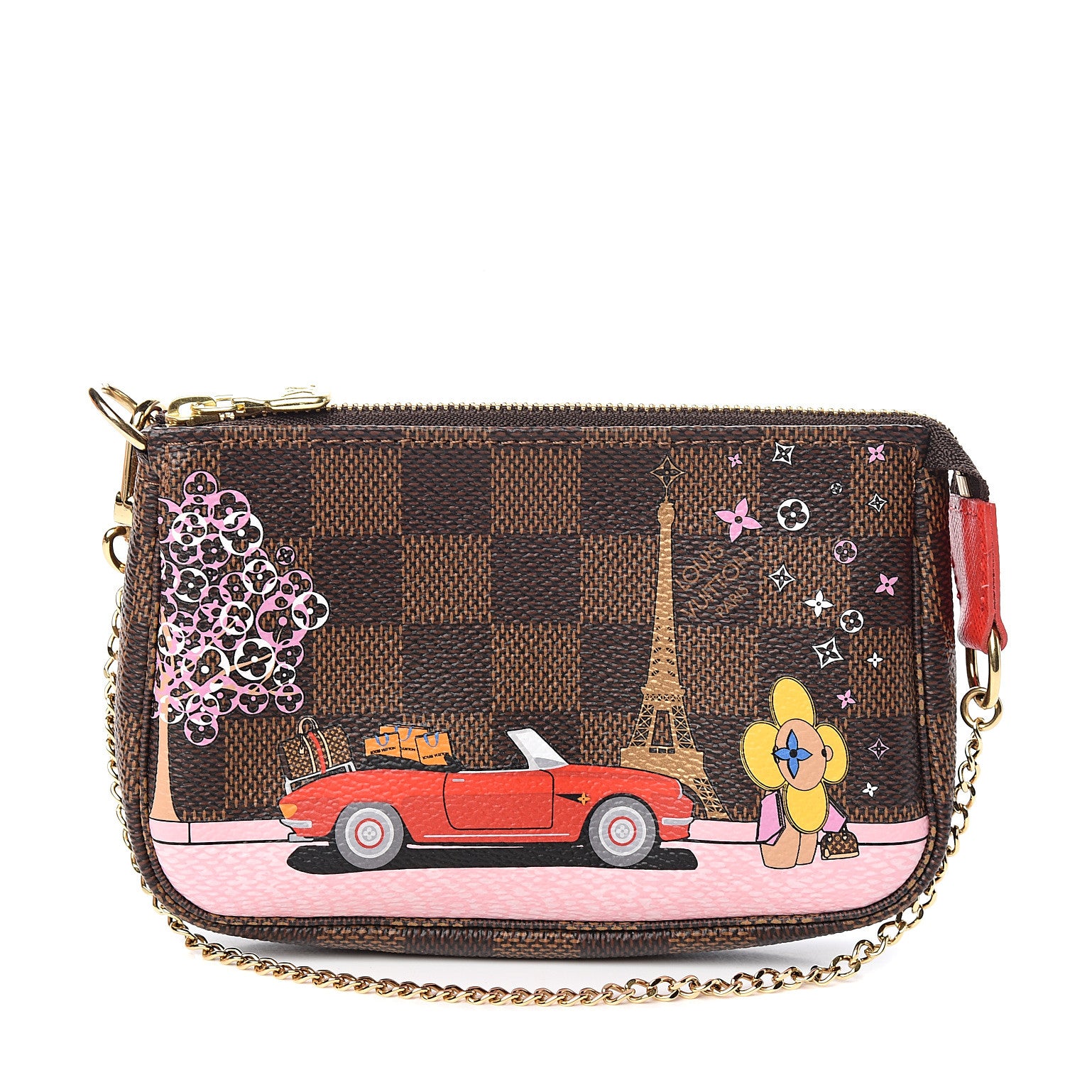 Louis Vuitton Damier Ebene 2019 Christmas Animation Mini Pochette Accessories Red 1 of 7