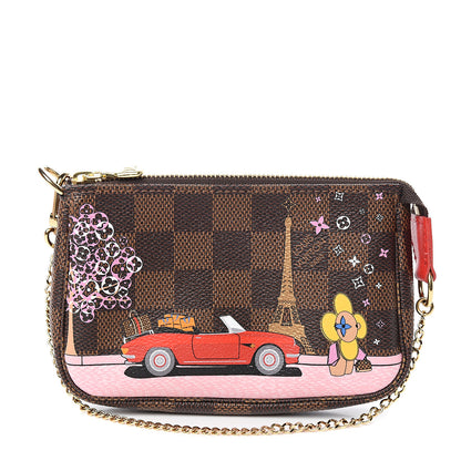 Louis Vuitton Damier Ebene 2019 Christmas Animation Mini Pochette Accessories Red 1 of 7
