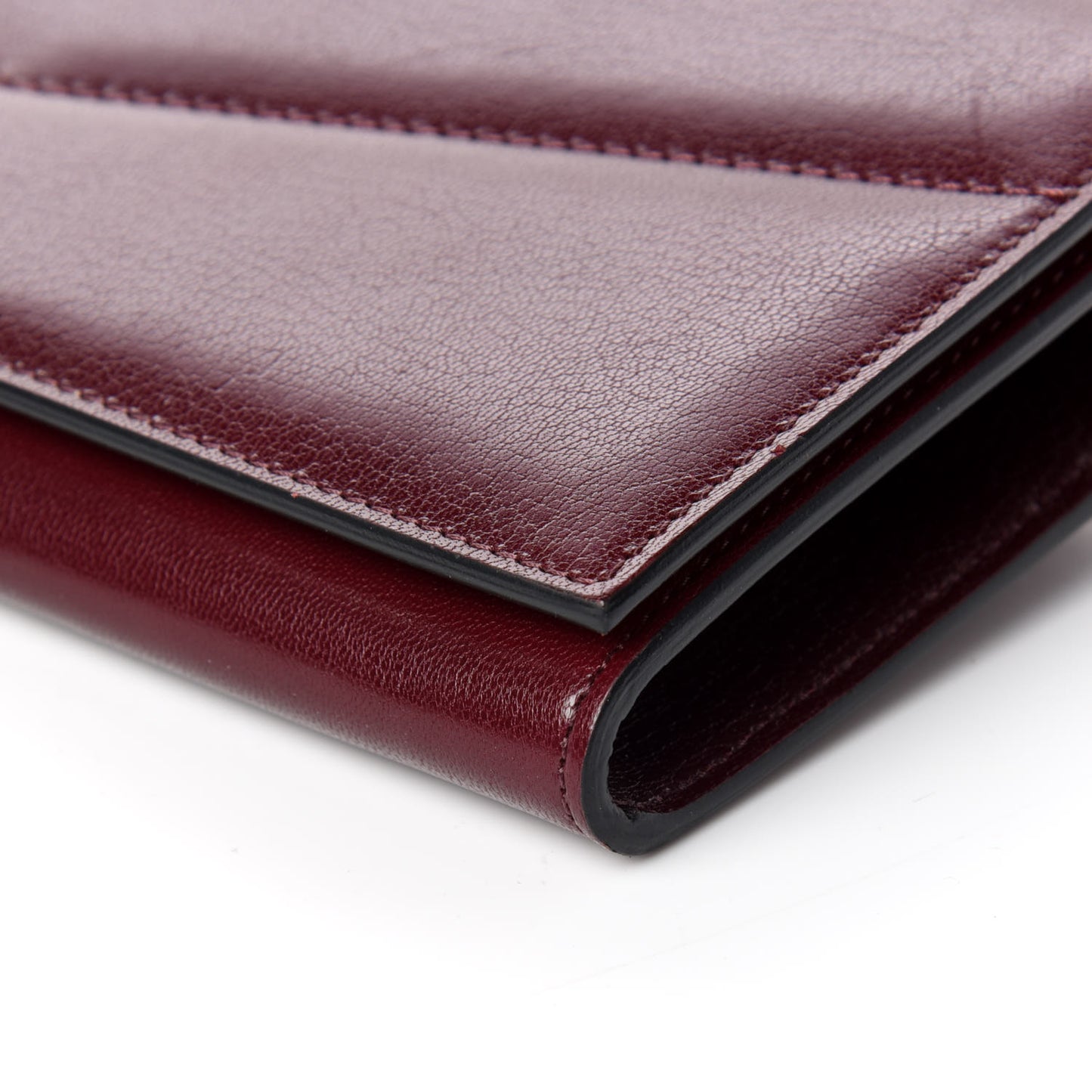 Goatskin Edge Chain Wallet Aubergine