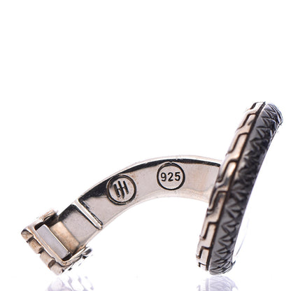 John Hardy Sterling Silver Green Jade Black Sapphire Batu Round Cufflinks 6 of 6