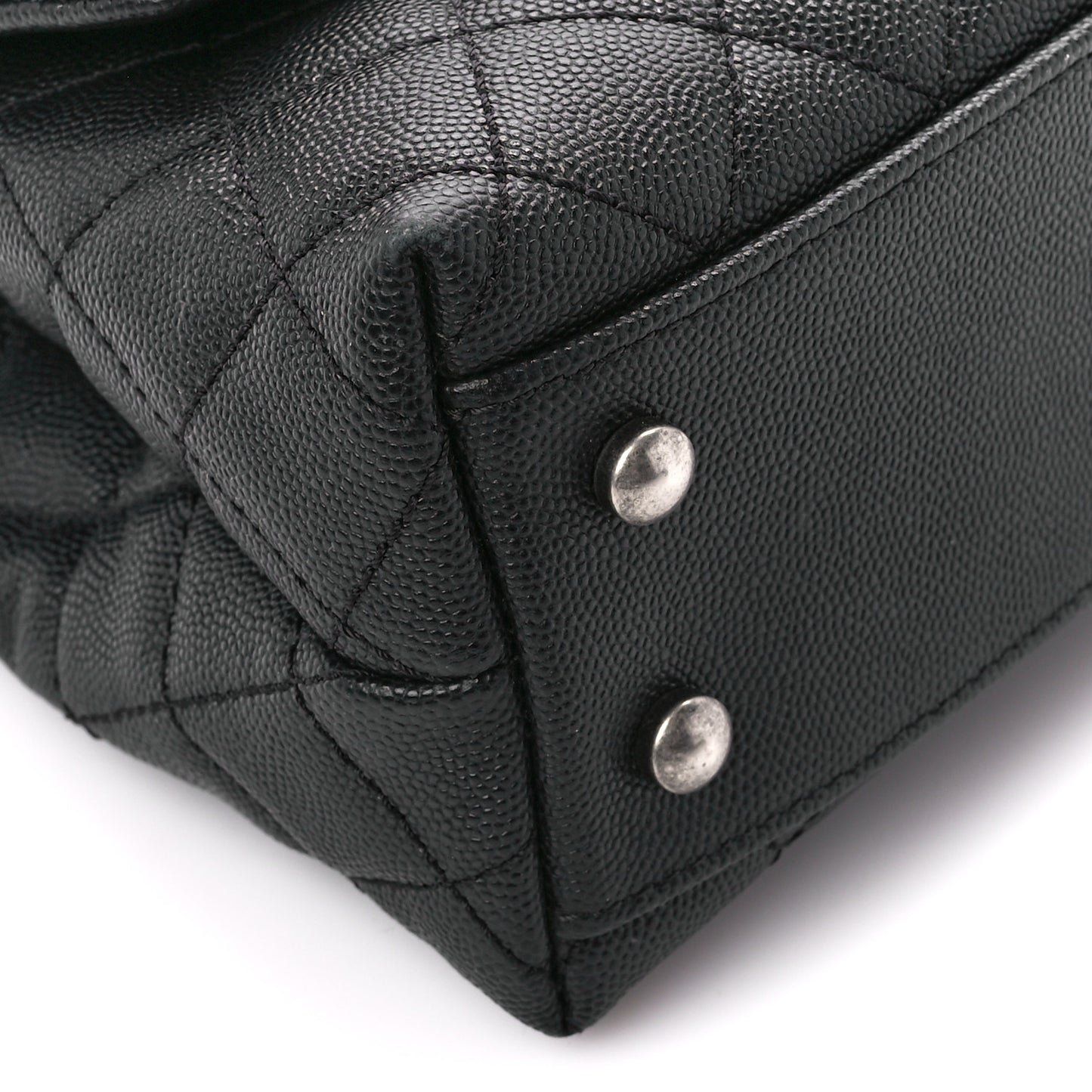Caviar Lizard Embossed Quilted Mini Coco Handle Flap Black