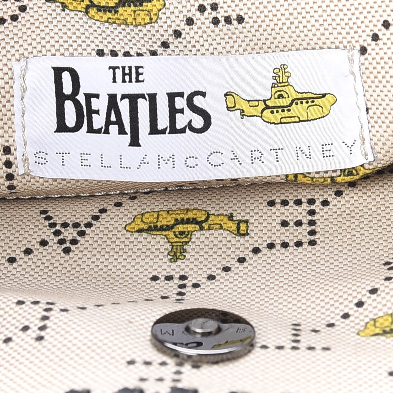 Stella McCartney Canvas Logo Submarine Print Beatles Mini Falabella Tote Sand 8 of 9