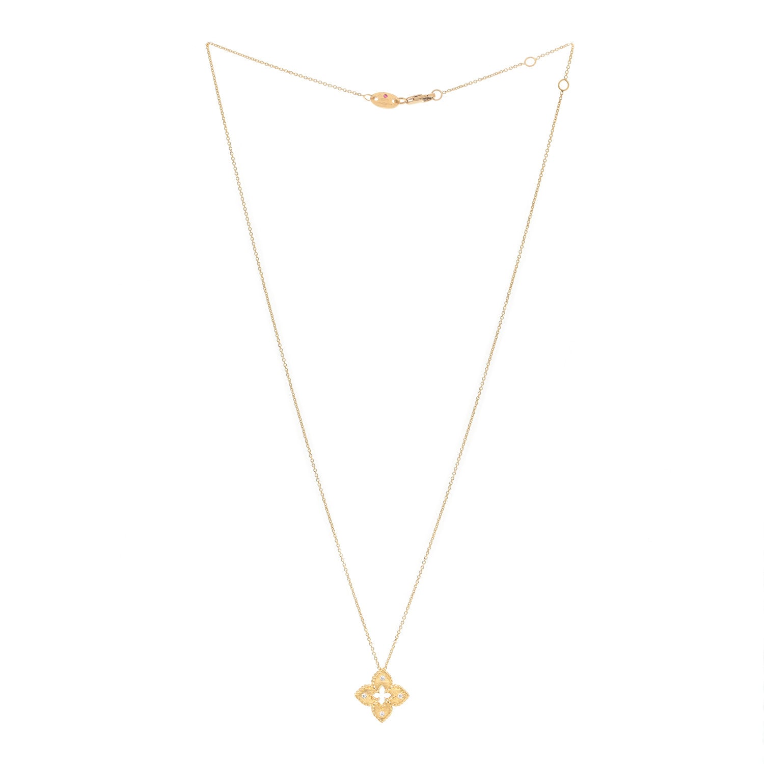 Roberto Coin 18K Yellow Gold Diamond Petite Venetian Princess Flower Pendant Necklace 2 of 3