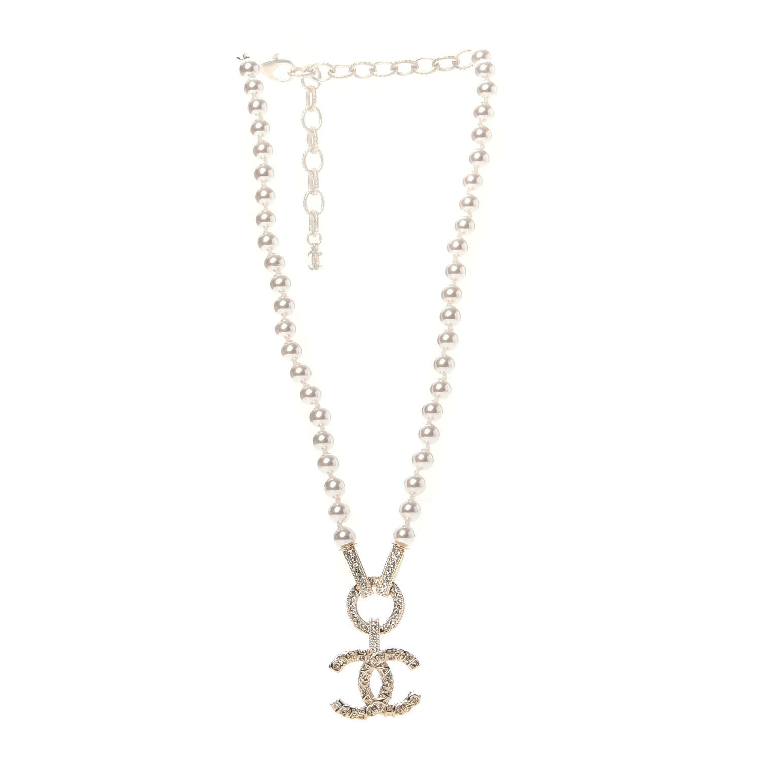 Chanel Pearl Crystal CC Short Logo Necklace Gold 3 of 6