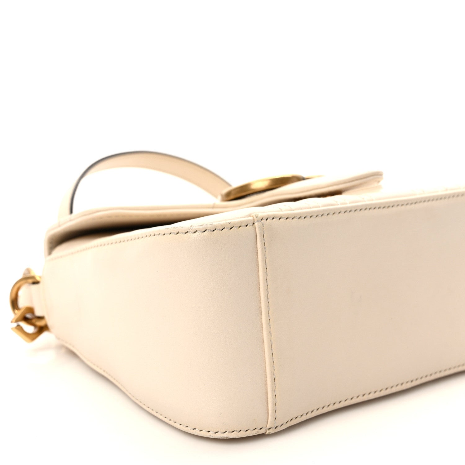 Gucci Calfskin Matelasse Mini GG Marmont Top Handle Shoulder Bag White 8 of 11