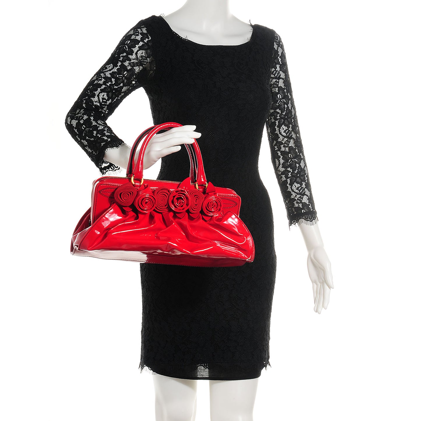 Coated Canvas Lacca Fleur Satchel Red