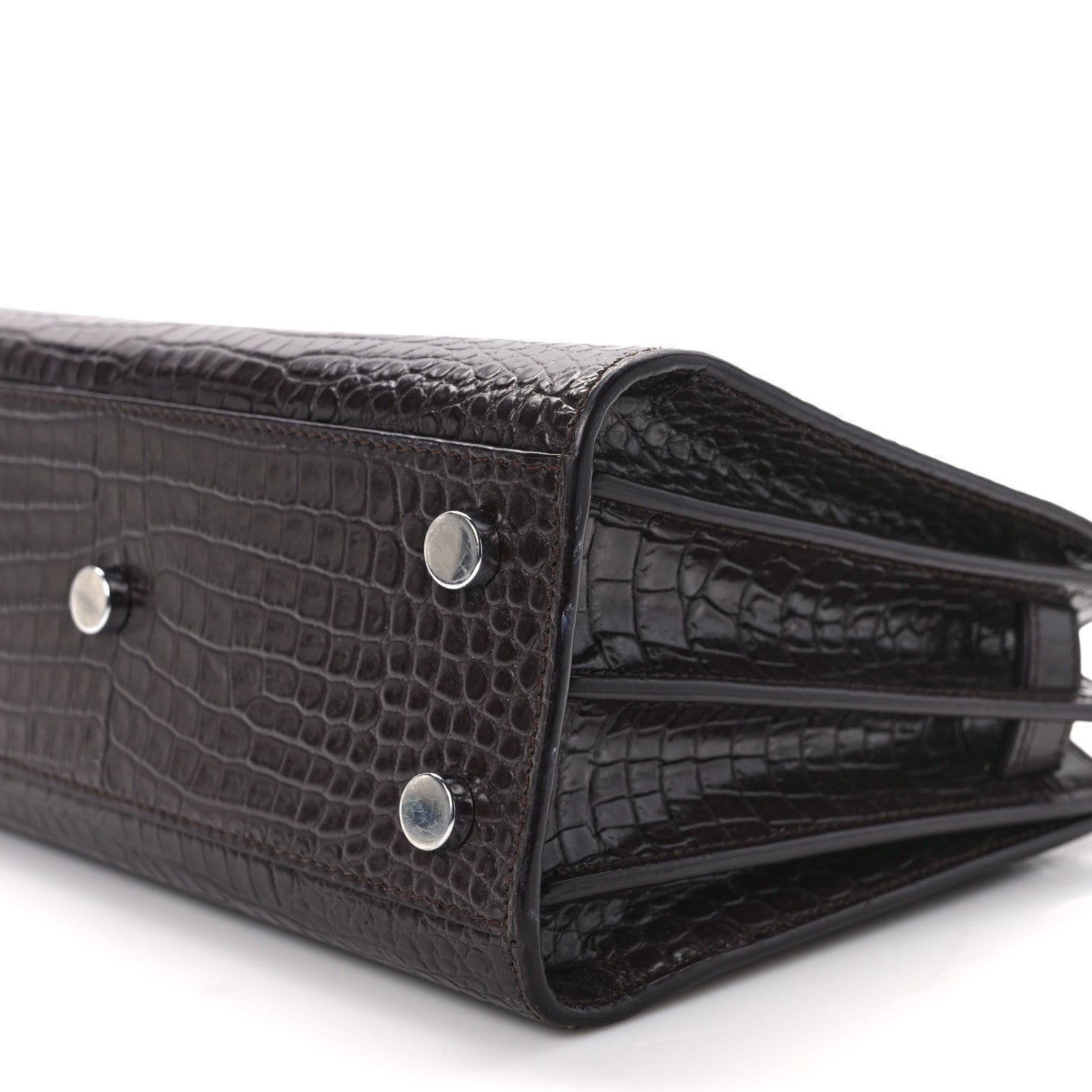 Saint Laurent Calfskin Crocodile Embossed Nano Sac De Jour Bordeaux 10 of 11