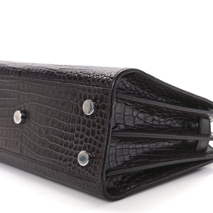 Saint Laurent Calfskin Crocodile Embossed Nano Sac De Jour Bordeaux 10 of 11