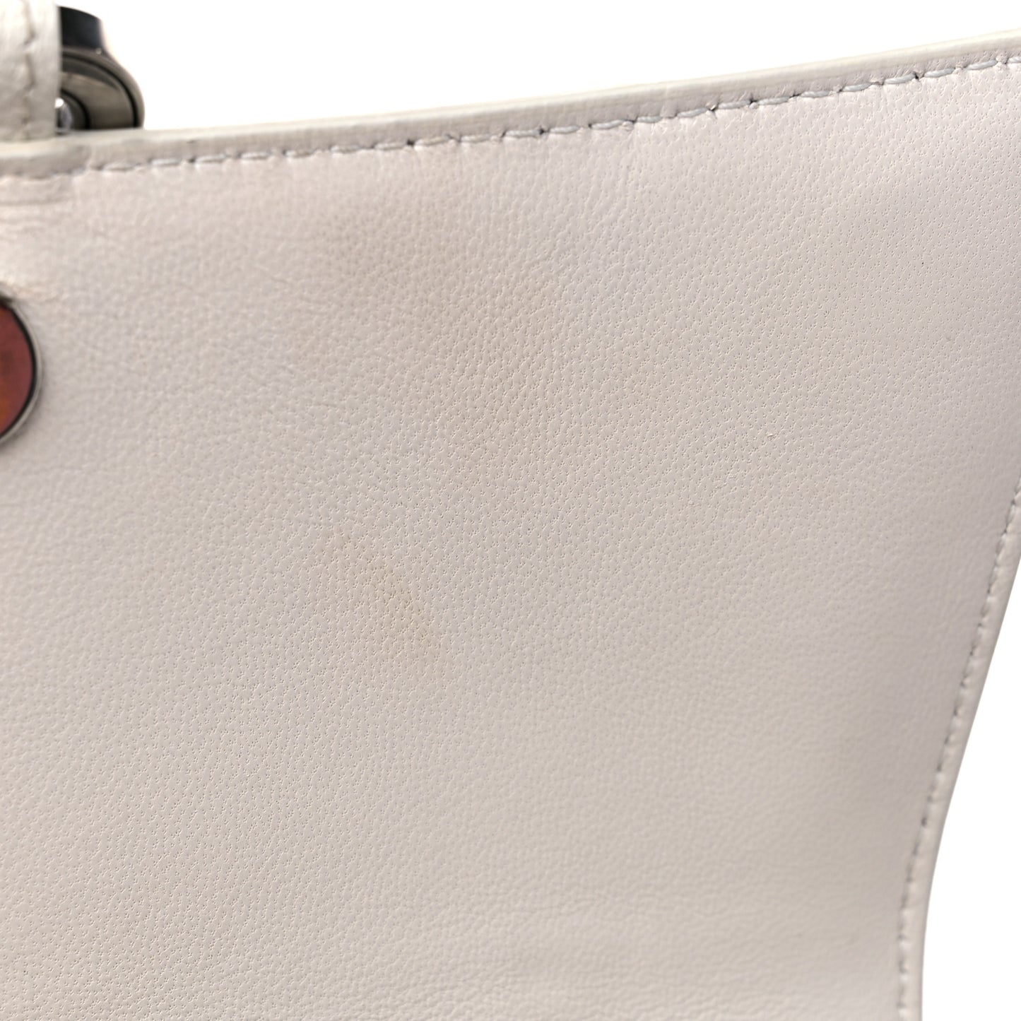 Grained Calfskin Small Hourglass Top Handle Bag White