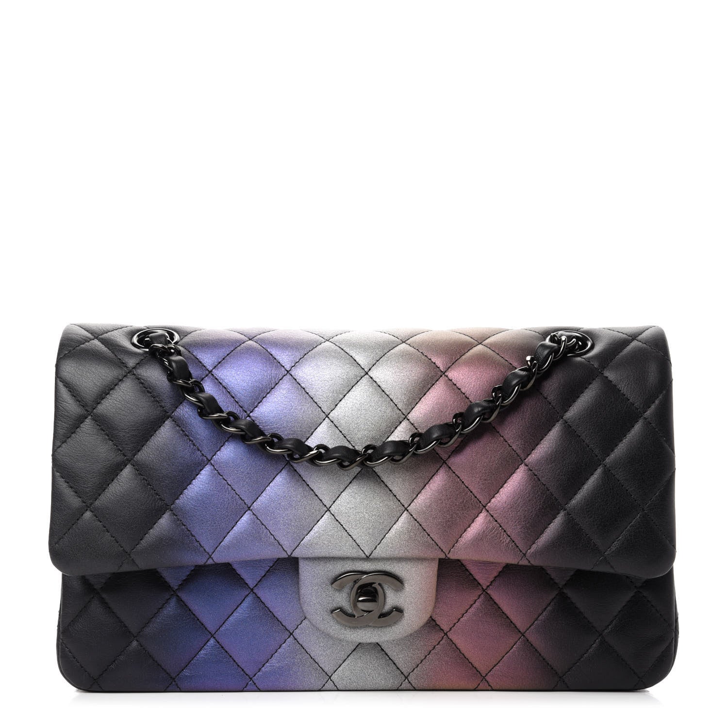 Chanel Calfskin Quilted Ombre Medium Double Flap Black 1 of 12