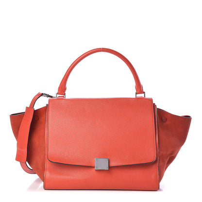 Celine Drummed Calfskin Suede Medium Trapeze Vermillion 1 of 11