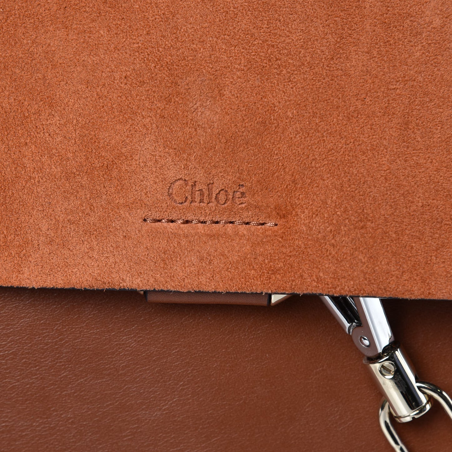 Suede Calfskin Medium Faye Shoulder Bag Tobacco