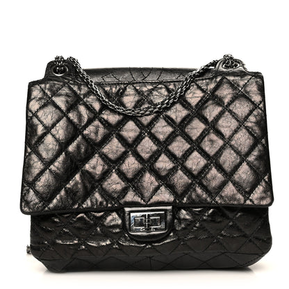 Chanel Metallic Aged Calfskin Quilted Reissue 2.55 Accordion Flap Black 1 of 8