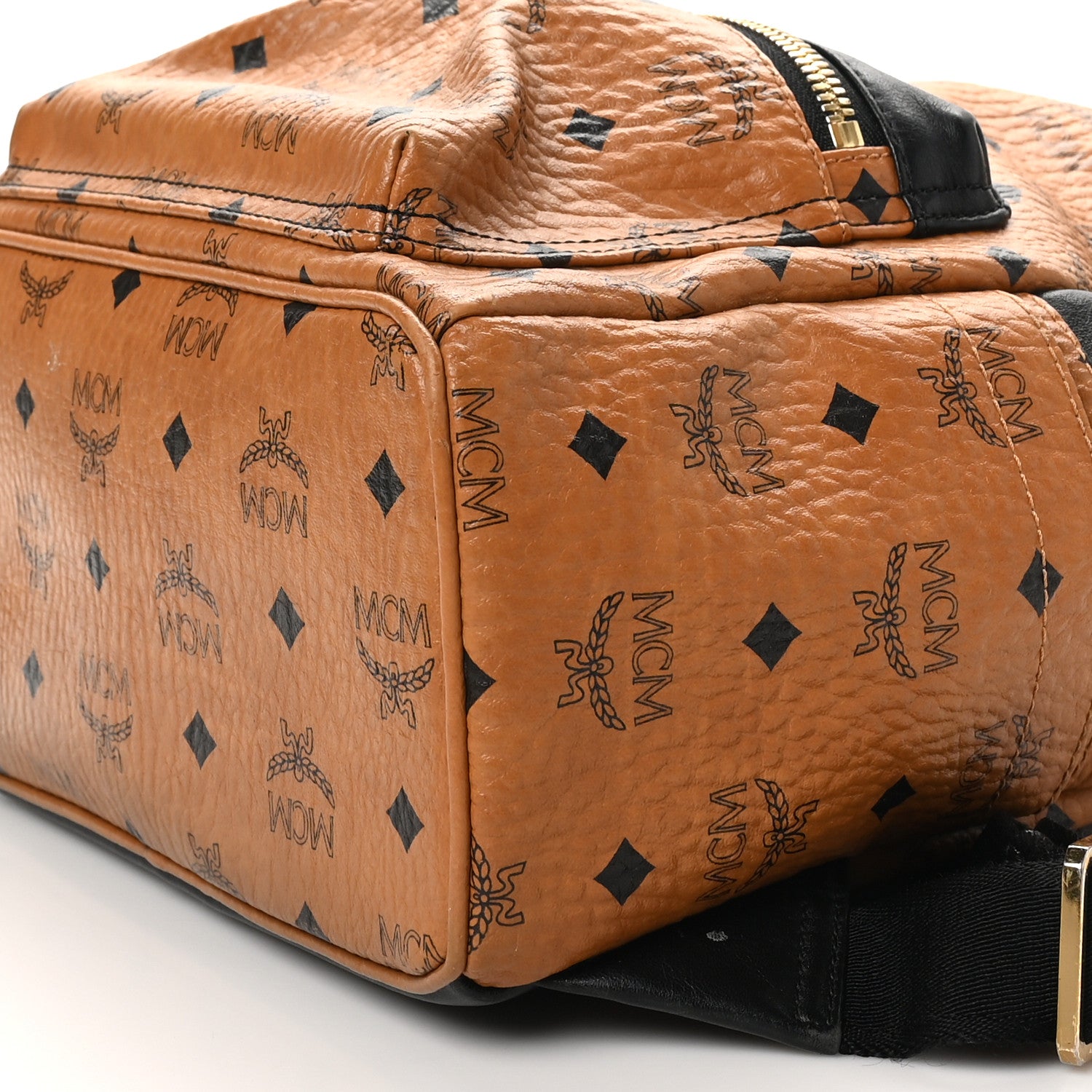 MCM Visetos Small Stark Backpack Cognac Black 9 of 9