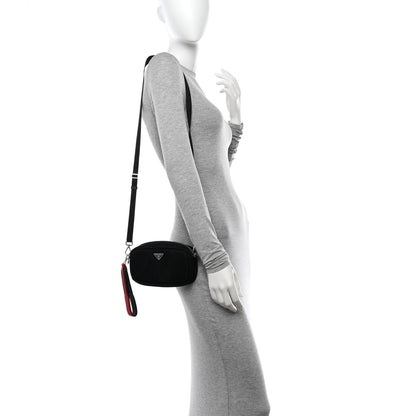 Prada Tessuto Soft Nylon Small Convertible Crossbody Wristlet Black Fuoco 2 of 9