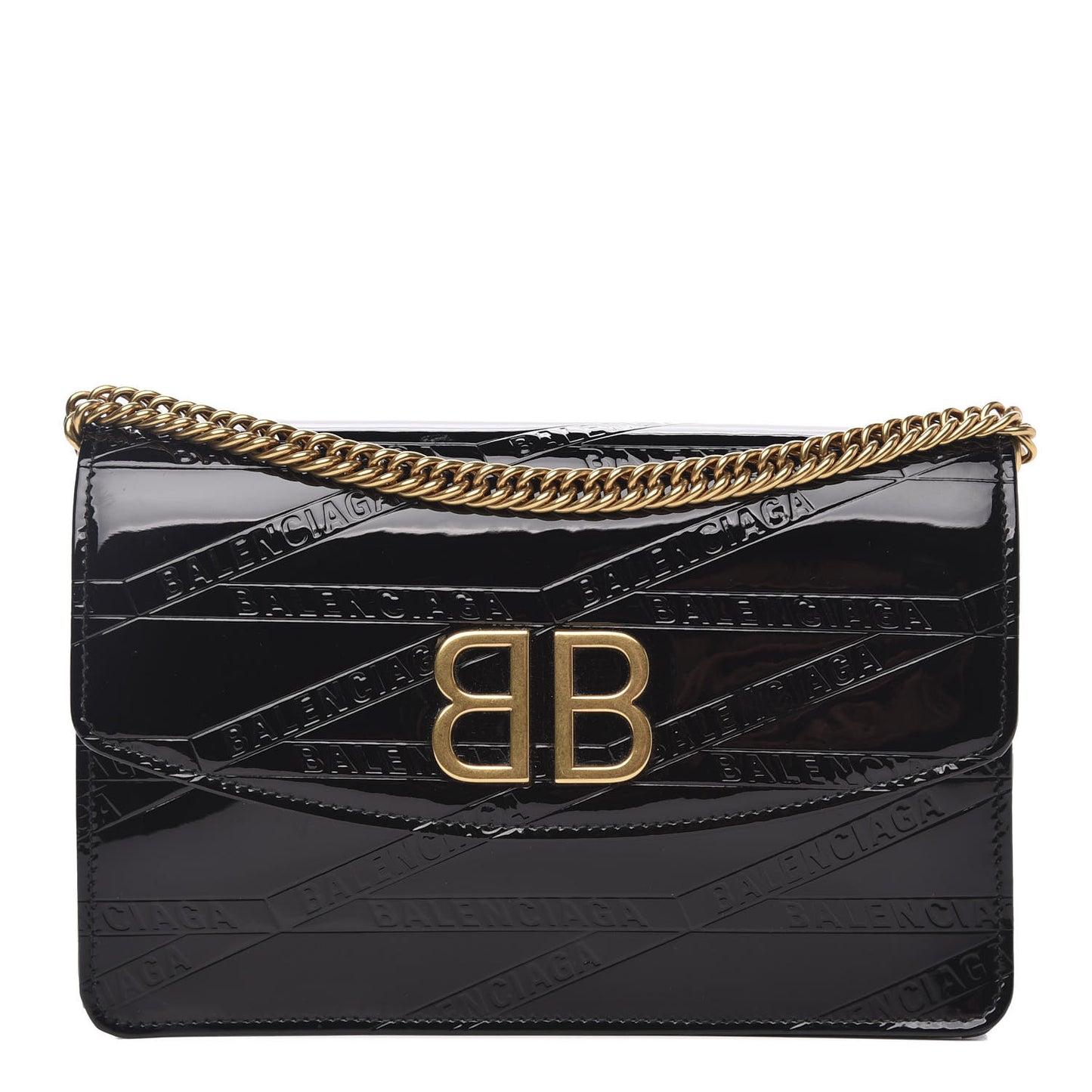 Patent Losange Monogram Embossed BB Wallet On Chain Black