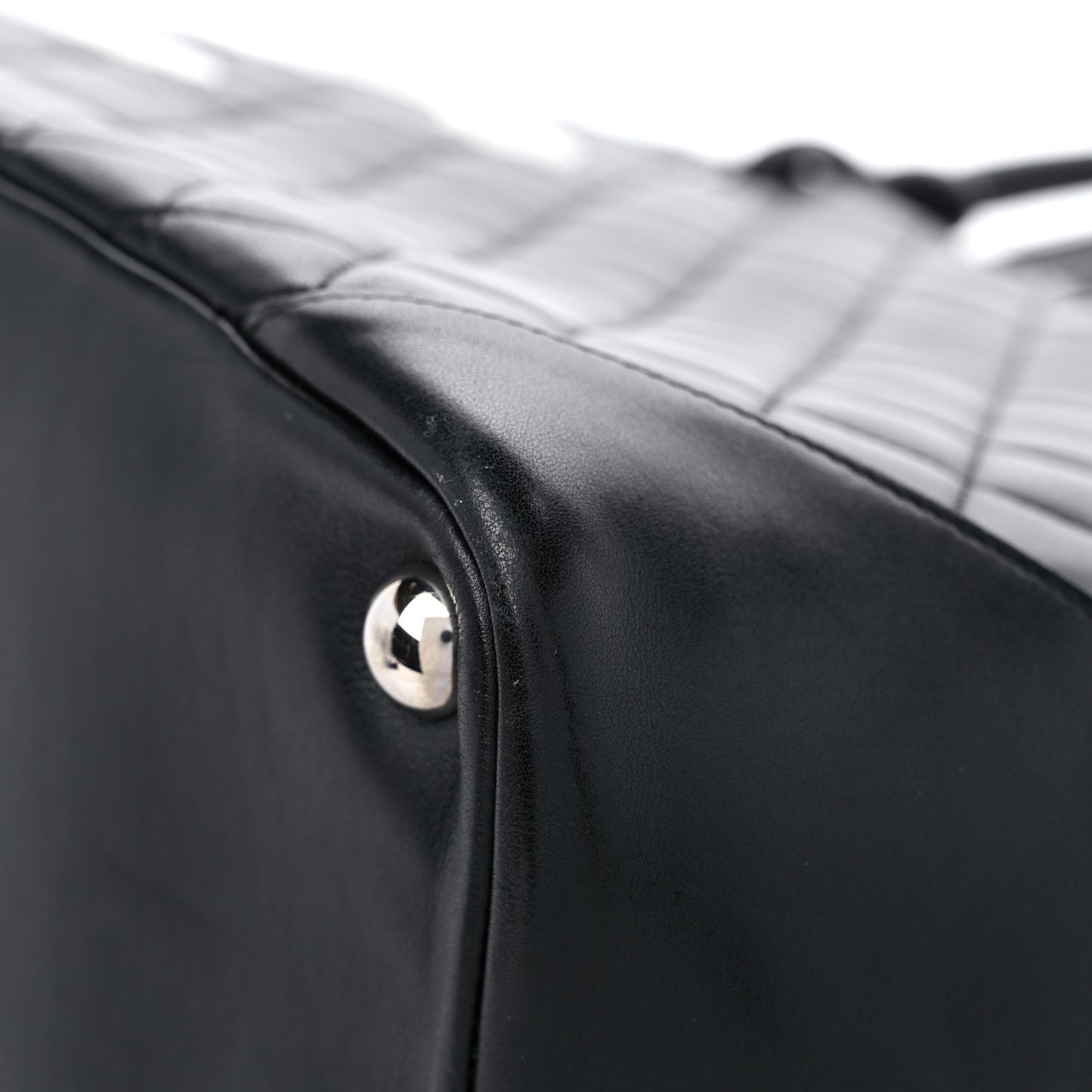 Calfskin Quilted Large Cambon Tote Black White
