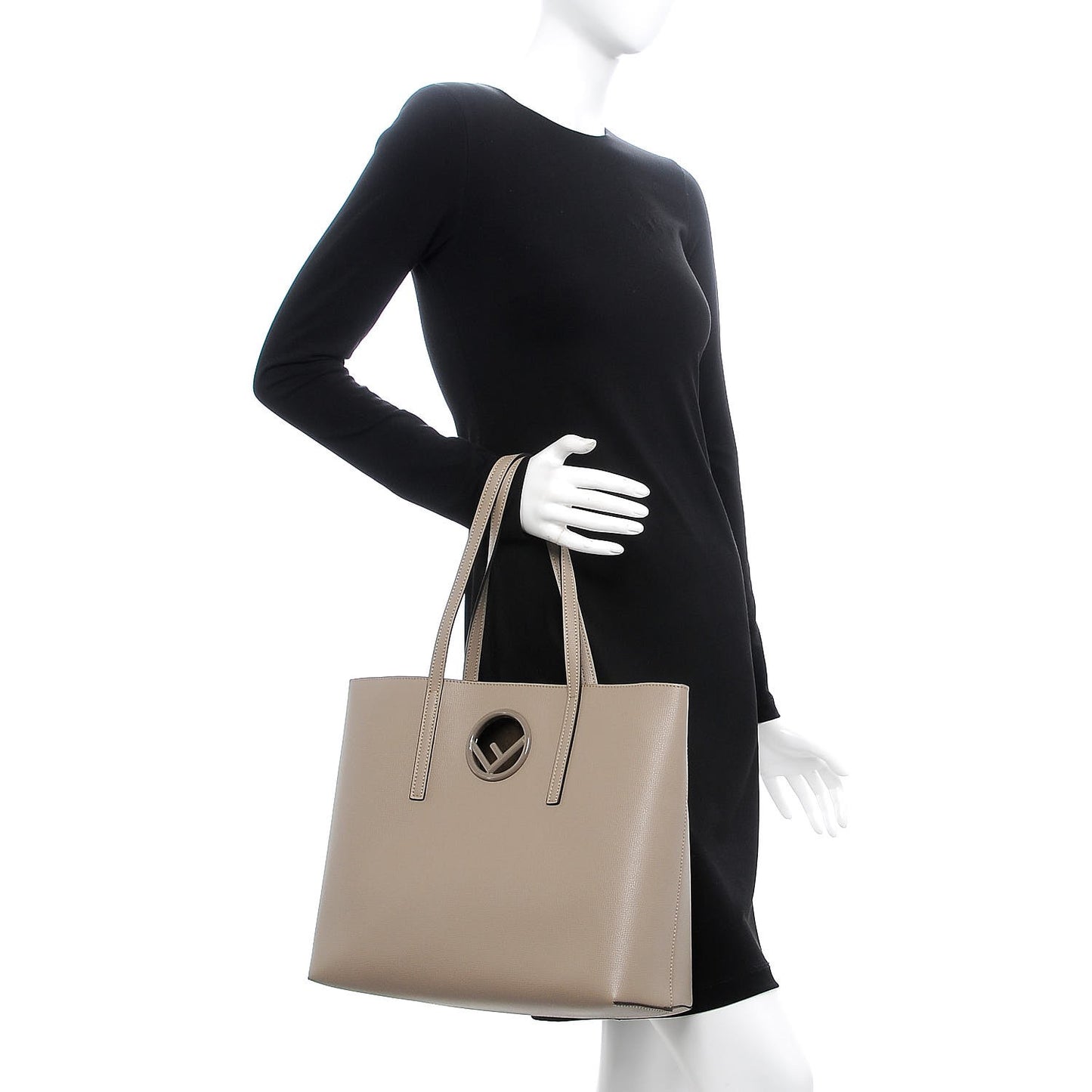 Vitello Vienna Enamel F is Fendi Shopping Tote Tortora Taupe