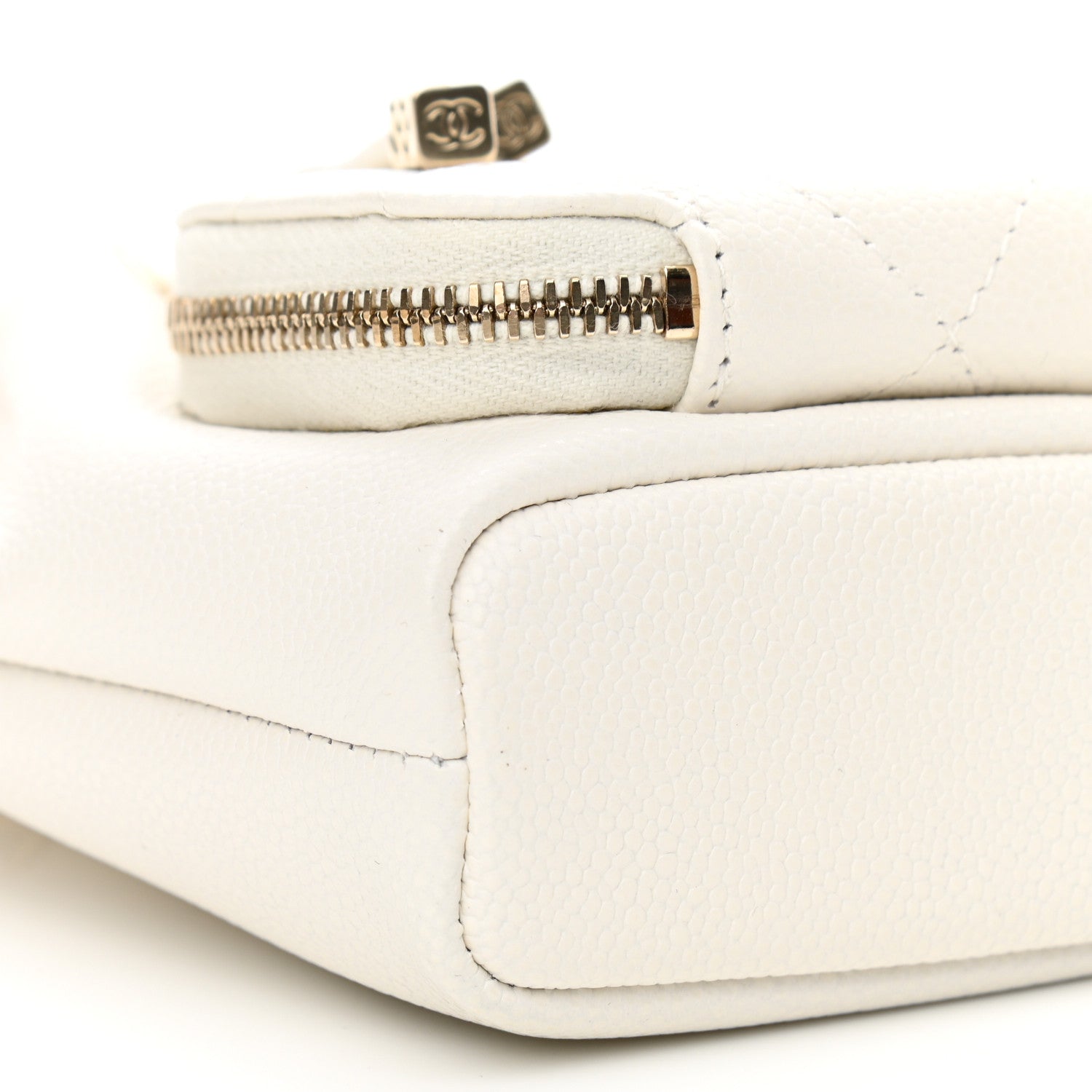 Chanel Caviar Quilted Mini CC Pocket Bucket Bag White 9 of 11