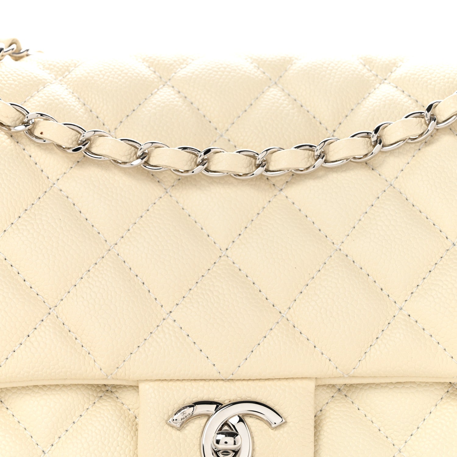 Chanel Caviar Quilted Jumbo Easy Flap  Dark White 8 of 10