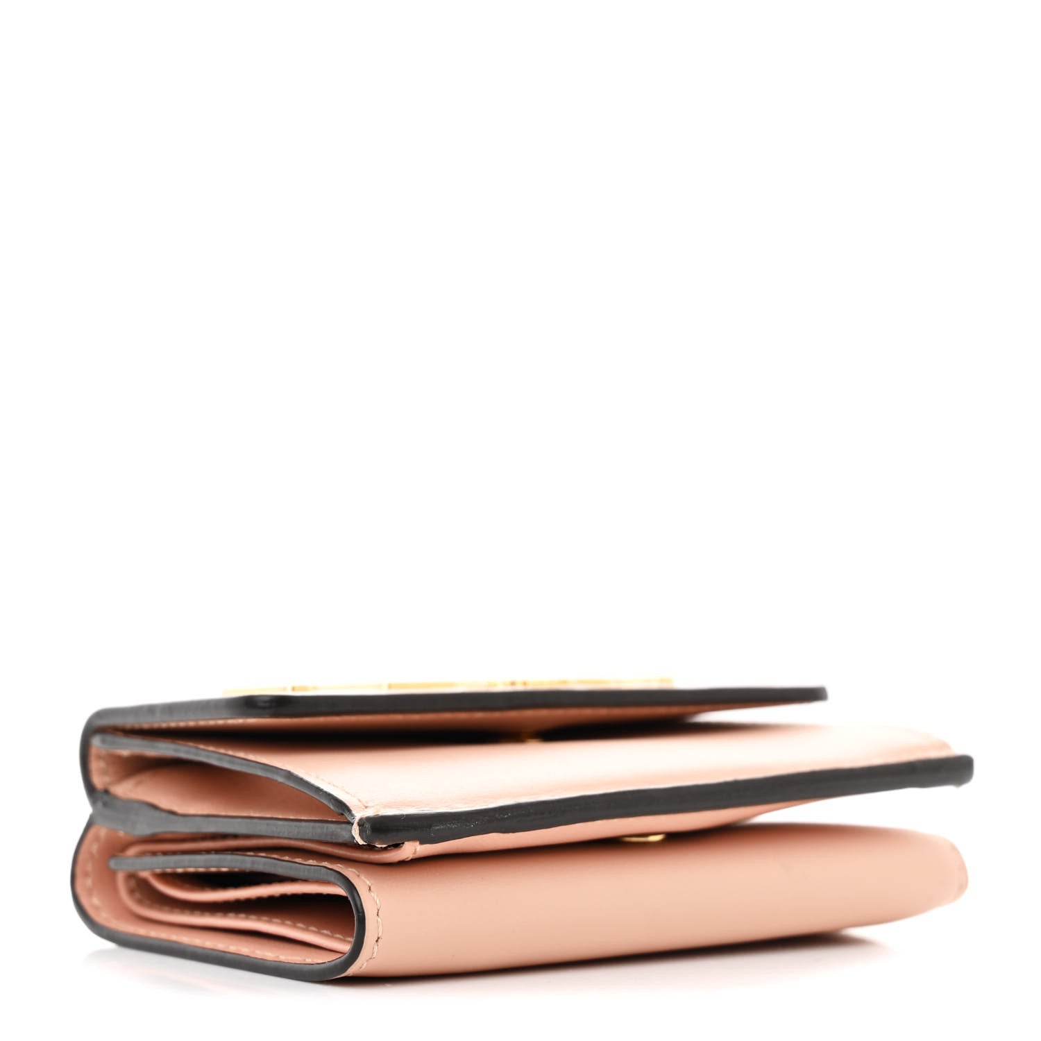 Fendi Vitello Kyoto Metal Fendi Roma Logo Micro Trifold Wallet with Chain Light Rose 4 of 12