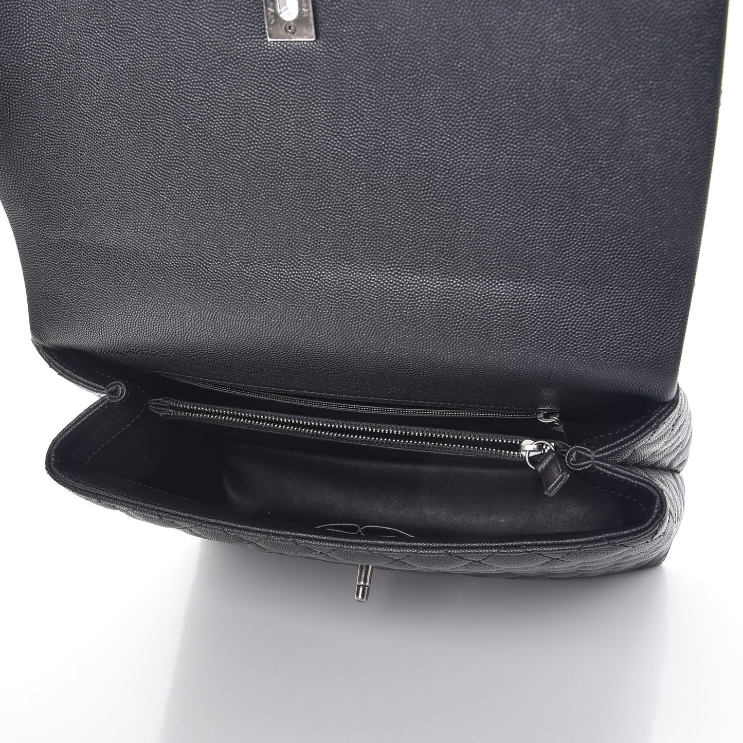 Caviar Lizard Quilted Large Coco Handle Flap Black